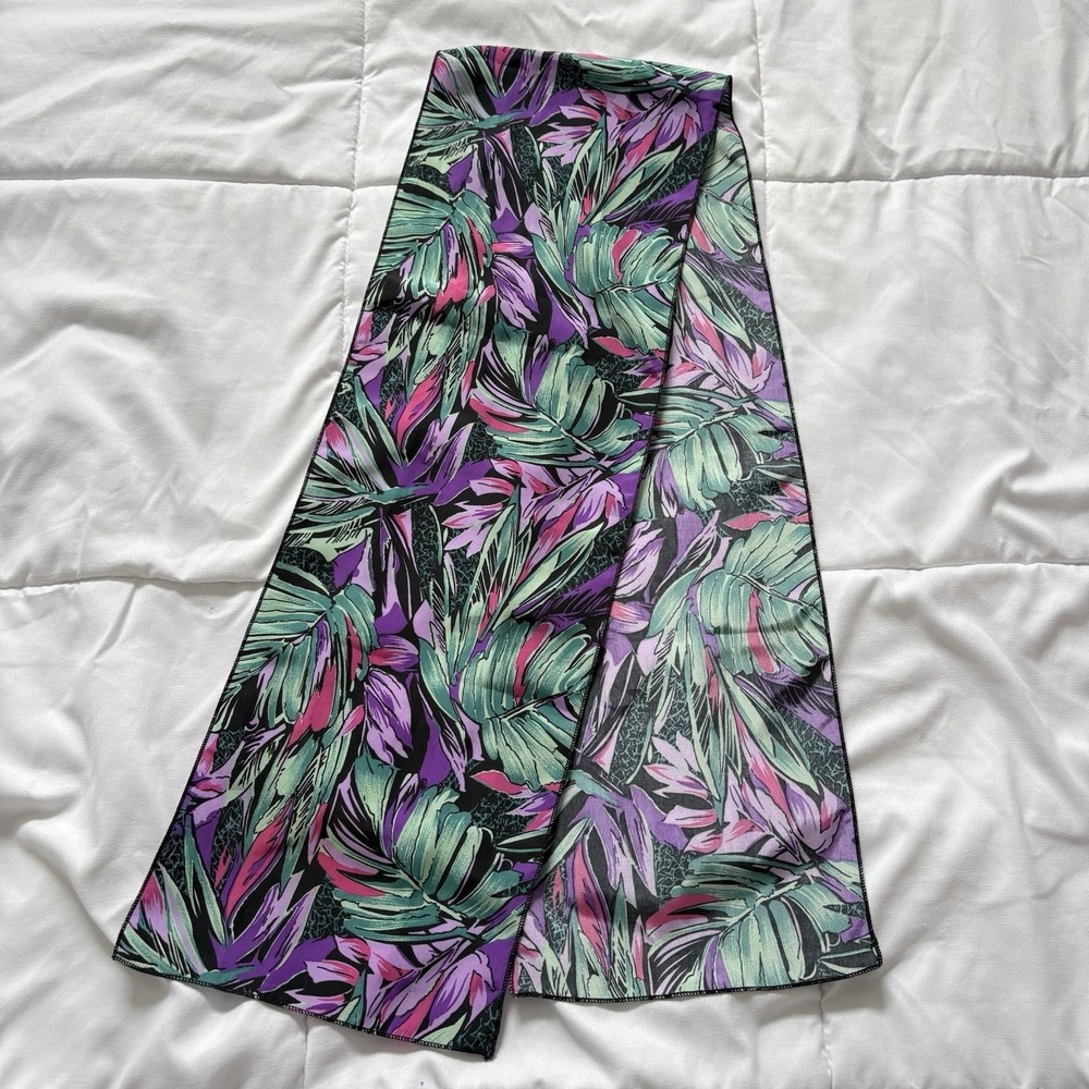Womens Scarf Floral Tropical Green Cottagecore Kitschy Eclectic Whimsy‎ Hippie